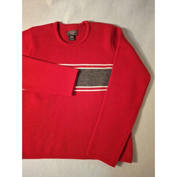 Abercrombie & Fitch Wool Sweater Womens Large Red Gray Stripe Cozy Warm Vintage - Picture 3 of 8